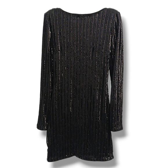 Forever 21 Black Sequin Bodycon Mini Dress Sz S SPARKLE Party Holiday New Years - Picture 2 of 16